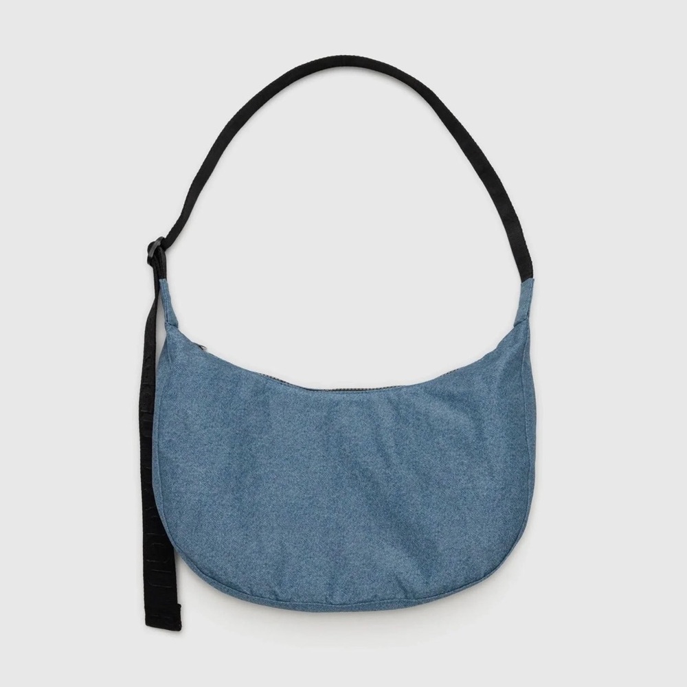 Denim BAGGU Medium Crescent Crossbody Bag